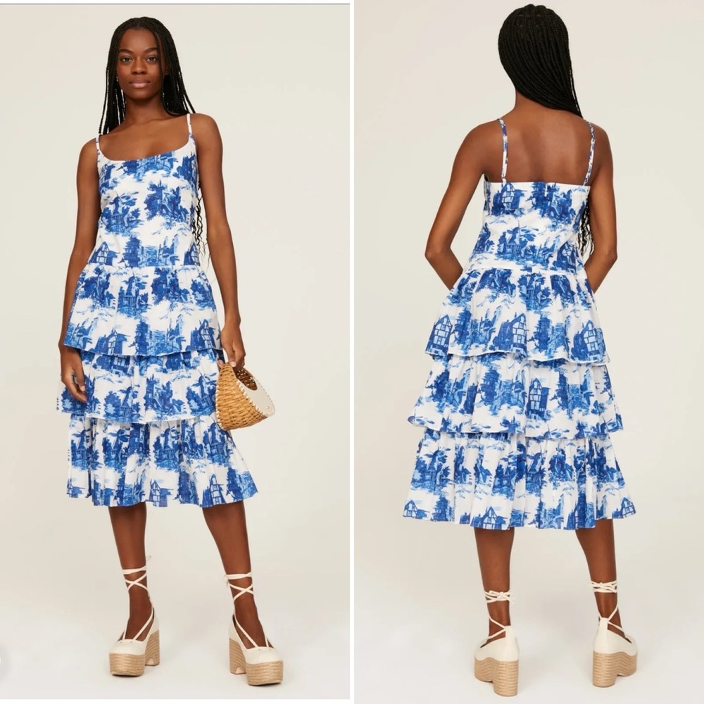 Cara Cara Mary Lou Venetian Story Blue Dress Size XL - Picture 3 of 15